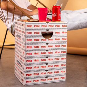 Banquito de Cartón Nómade - Cajas de Pizza